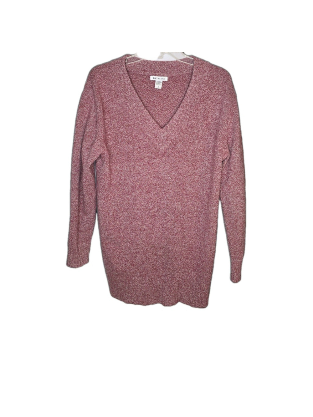 Athleta Vital V-Neck Tunic Sweater Women’s Small Petite Red Marl Wool Cashmere